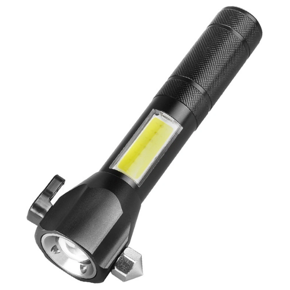 T6 LED Lighting Safety Hammer Emergency Tactical Flashlight USB Charging Multi-Function Home Outdoor Zoom Torch